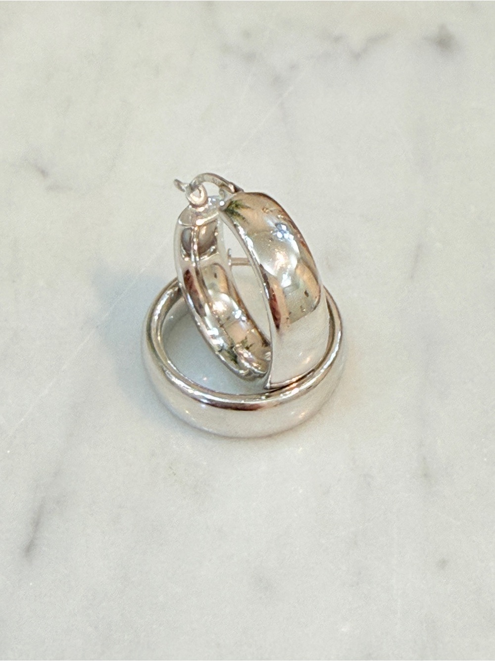 Vintage JCM Classic Sterling Silver Thick Hoop Earrings